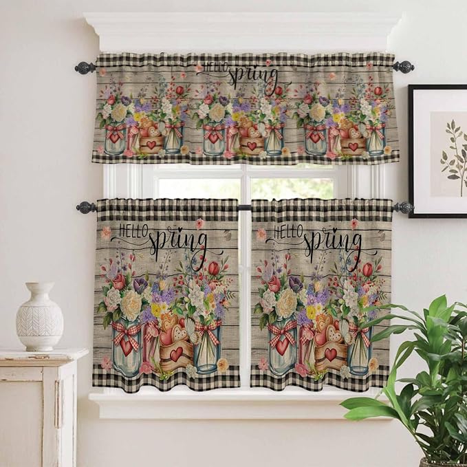 Spring Flowers Kitchen Curtains Set 3 Piece - Image 9
