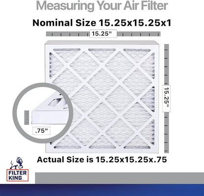 Filter King 15.25x15.25x1 Air Filter | 4-PACK | Carbon MERV 8 HVAC Pleated A/C - Image 2