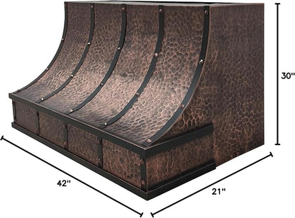 CT Copper Tailor Sloped Copper Vent Hood Wall Mount, 610 CFM Exhaust Fan - Image 9