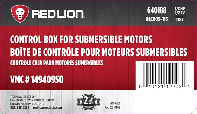 Red Lion RLCB05-115 1/2-HP 115-Volt VMC Control Box - Image 8