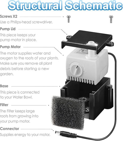 200623 Aero-Garden Pump with 10 Filters, Ultra Quiet Hydroponics Growing System - Image 3