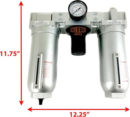 1" NPT SUPER DUTY Compressed Air In Line Filter Regulator Lubricator Oiler Combo - Image 2