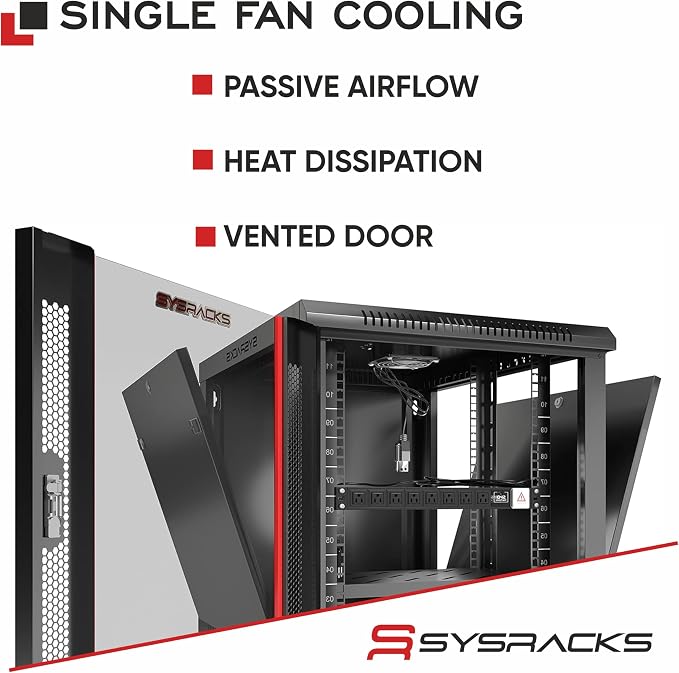Sysracks 9U Wall Mount Server Rack Cabinet, 19” Locking Network Rack, 24” Deep - Image 2