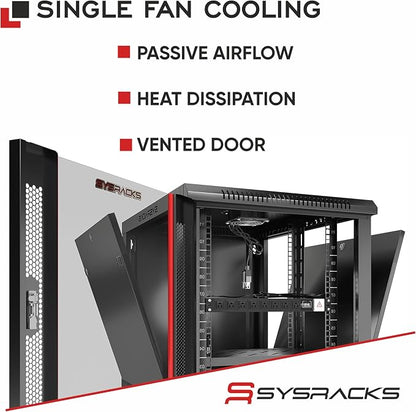 Sysracks 9U Wall Mount Server Rack Cabinet, 19” Locking Network Rack, 24” Deep - Image 2