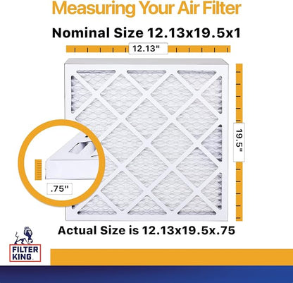 Filter King 12.13x19.5x1 Air Filter | 12-PACK | MERV 13 HVAC Pleated A/C - Image 2