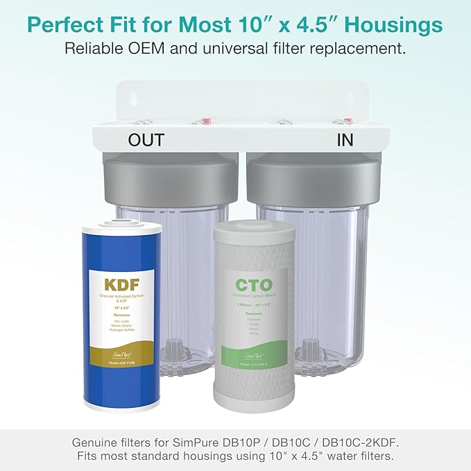 SimPure Whole House Water Filter Cartridges 10" x 4.5" GAC/KDF Carbon and Heavy - Image 4