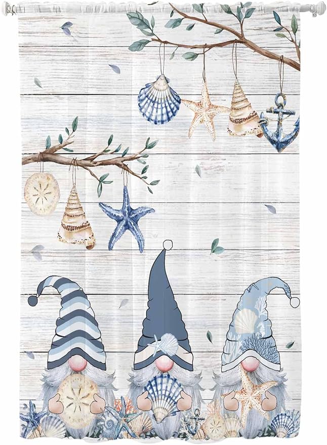 Sheer Curtains 63 Inch Length, Coastal Eucalyptus Semi Sheer Curtains Light by Unknown