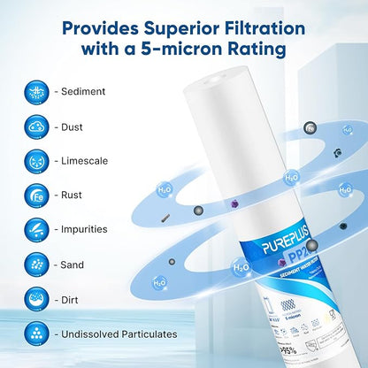 PUREPLUS 5 Micron 20" x 2.5" Whole House Sediment Home Water Filter, 20-inch - Image 5