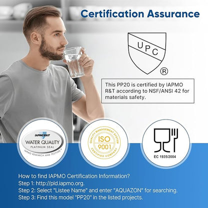 PUREPLUS 5 Micron 20" x 2.5" Whole House Sediment Home Water Filter, 20-inch - Image 3