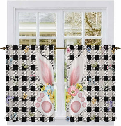 Easter Kitchen Curtains 54 Inch Long 2 Panel Set, Rod Pocket Window Curtains - Image 2
