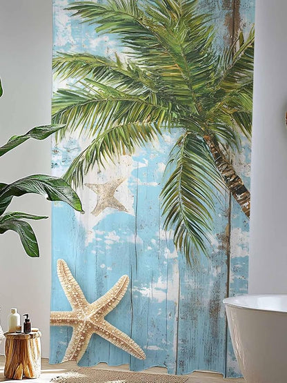 Sheer Curtains 96 Inches Long, Coastal Beach Blue Semi Sheer Curtains Light - Image 4