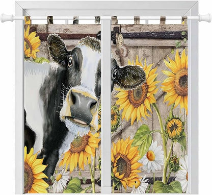 Retro Farmhouse Flower Bathroom Curtains 63 Inch Length, Window Curtains Tab Top by Unknown
