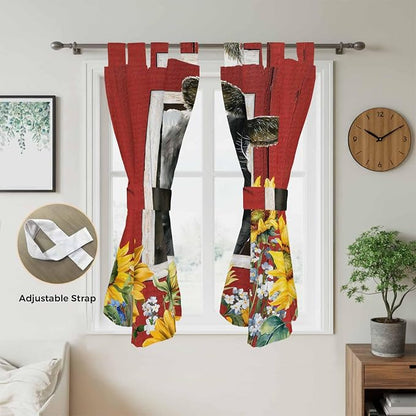 Cows Sunflowers Living Room Curtains 84 Inch Length, Window Curtains Tab Top - Image 5