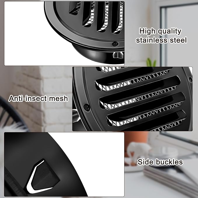 Zonon 12 Pcs Stainless Steel Soffit Vents 4 Inch Round Dryer Vent Cover - Image 3
