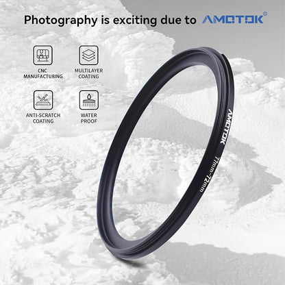 77mm Lens to 72mm Camera Lens Adapter, 77mm to 72mm Filter Step-Down Ring - Image 2