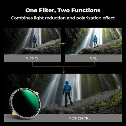 K&F CONCEPT 49mm Variable ND2-32 & Polarizing Filter 2-in-1 - Image 3