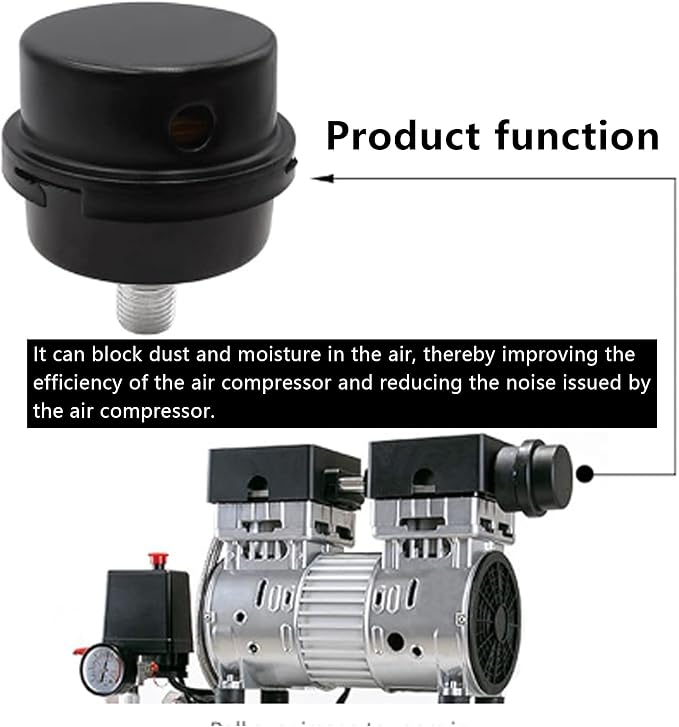 2PCS 0.63’’ Metal Air Compressor Intake Filter Sound Muffler, Thread Air - Image 5