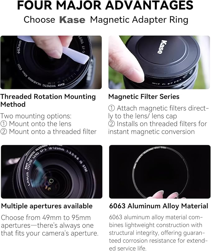 Kase 82mm Magnetic Adapter Ring, Aviation Aluminum 0.5s Snap-On Frame - Image 7