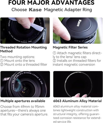 Kase 82mm Magnetic Adapter Ring, Aviation Aluminum 0.5s Snap-On Frame - Image 7