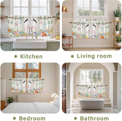 Easter Kitchen Tier Curtains 24 Inch Long 2 Panel Set, Rod Pocket Cafe Small - Image 8