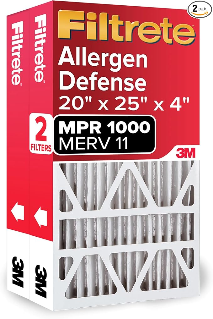 Filtrete 20x25x4 AC Furnace Air Filter, MPR 1000, MERV 11, Fits Honeywell & by Filtrete