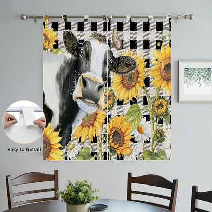 Retro Sunflowers Bedroom Curtains 72 Inch Length, Window Curtains Tab Top - Image 4