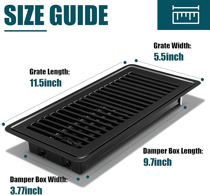 VOISEN Floor Register 4x10, 10 Pack Black Floor Register Vents, Heavy Duty - Image 5