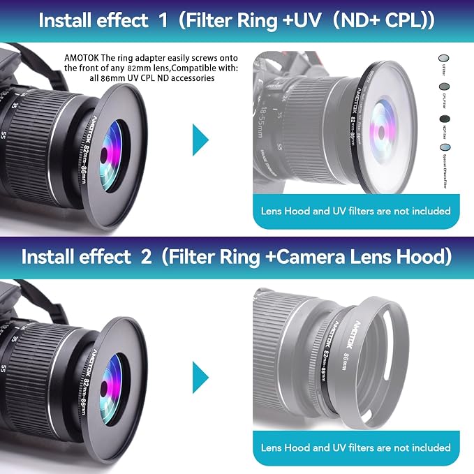 82mm Lens to 86mm Camera Lens Adapter, 82mm to 86mm Filter Step up Ring Adapter - Image 6