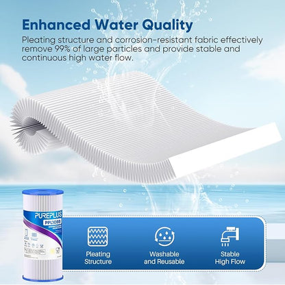 PUREPLUS 5 Micron 10" x 4.5" Whole House Pleated Sediment Filter - Image 6
