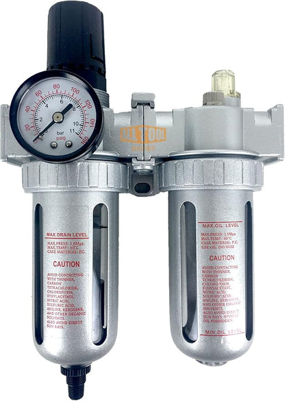3/8" NPT Mid Flow Compressed Air In Line Filter Regulator Combo Piggyback by AllToolDepot