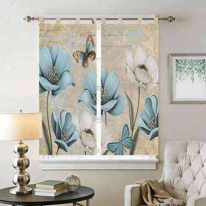 Spring Flowers Bedroom Curtains 72 Inch Length, Window Curtains Tab Top - Image 2