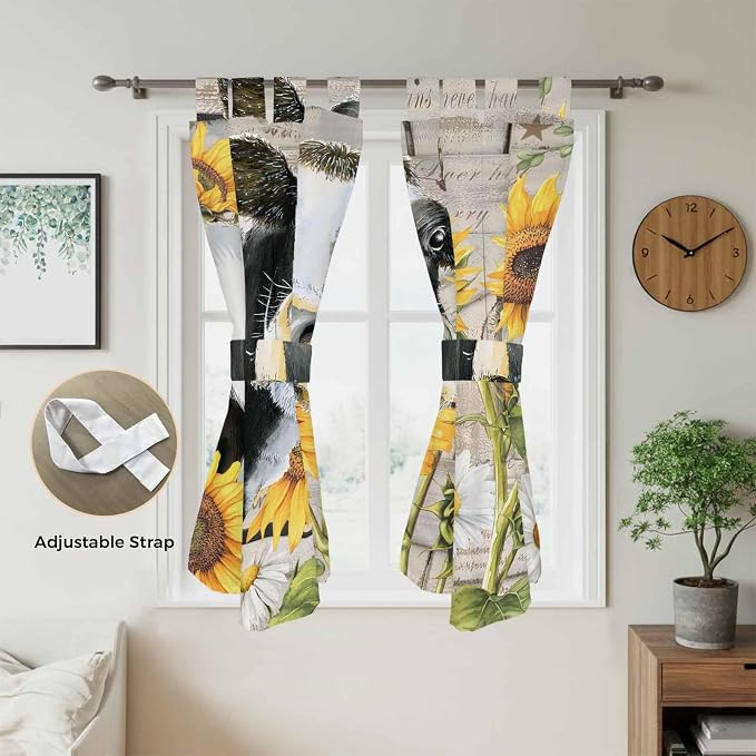 Yellow Sunflowers Living Room Curtains 84 Inch Length, Window Curtains Tab Top - Image 5