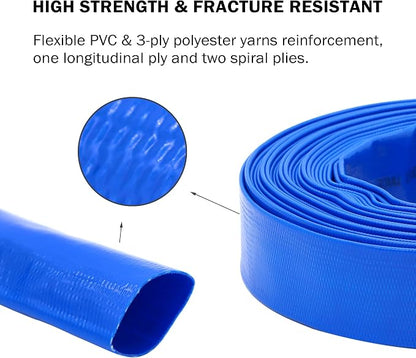 DAVCO 2.5" x 50 ft Pool Backwash Hose, Heavy Duty Reinforced Blue PVC Lay Flat - Image 3