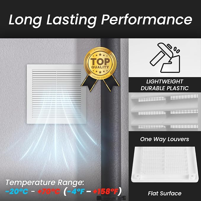 Repa Market 10 x 10 Inch White Square Air Vent Cover - Image 6