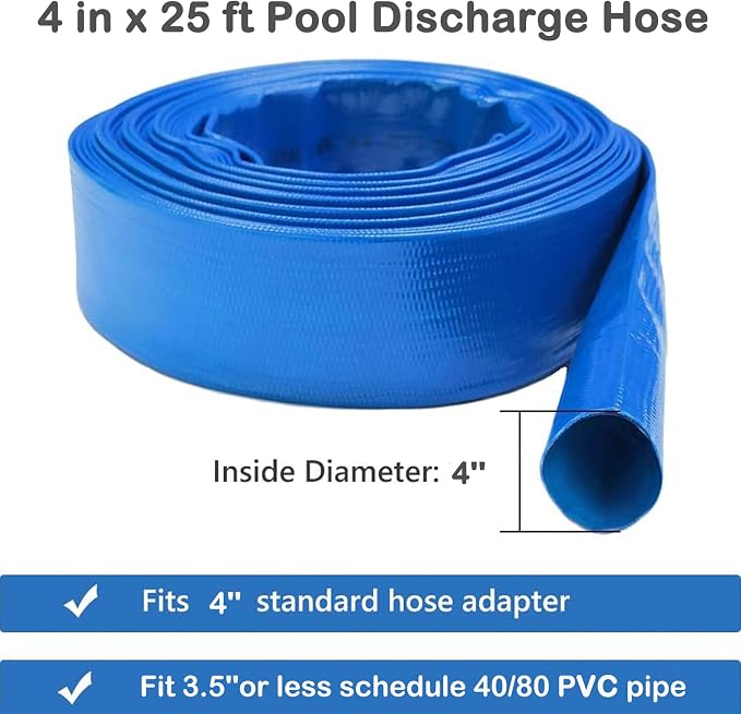 Eastrans 4 IN x 25 FT Pool Backwash Hose, Heavy Duty Flat Discharge Hose - Image 3