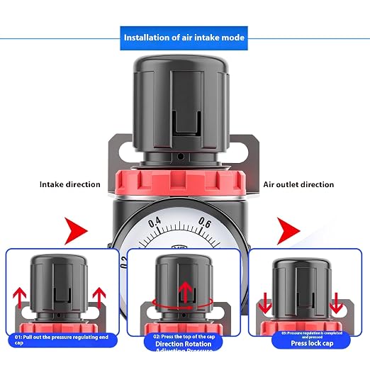 Compressed Air Pressure Filter Regulator Airtac BFR2000-C 1/4'' NPT 0-140 PSI - Image 4