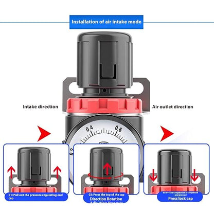 Compressed Air Pressure Filter Regulator Airtac BFR3000-C 3/8'' NPT 0-140 PSI - Image 4