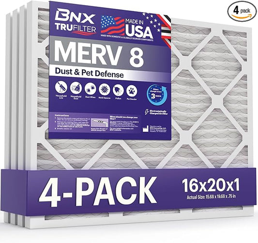 BNX TruFilter 16x20x1 Air Filter MERV 8 by BNX