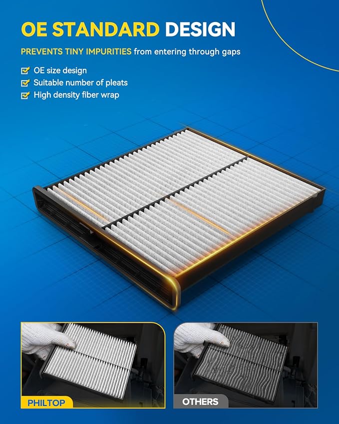PHILTOP Cabin Air Filter w/Activated Carbon, Compatible - Image 3