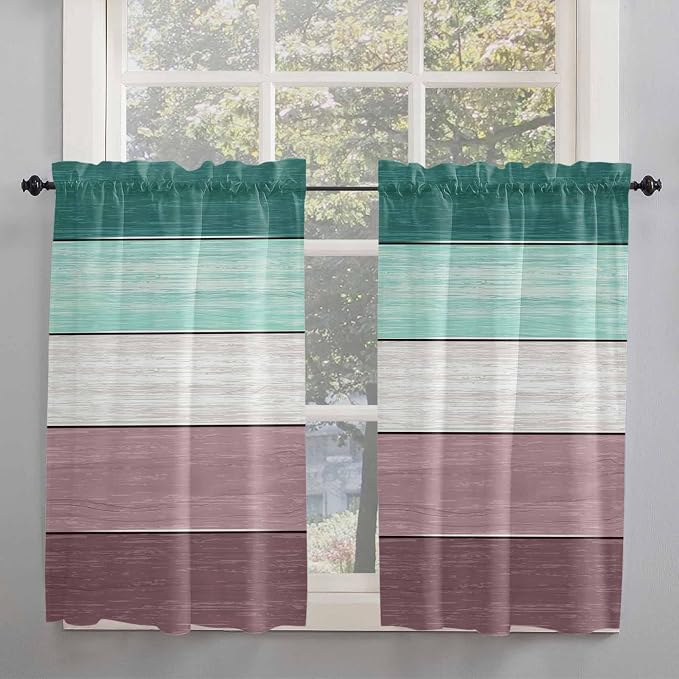 Retro Farm Woodcuts Texture Window Valance Curtains, 2 Panel - Image 7
