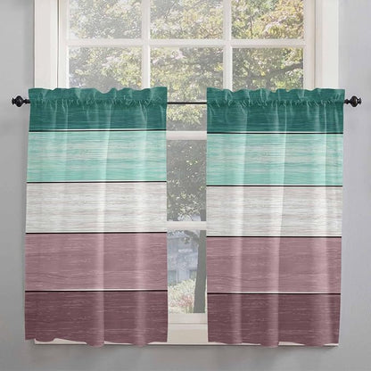 Retro Farm Woodcuts Texture Window Valance Curtains, 2 Panel - Image 2