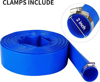 2" x 25 FT Pool Backwash Hose Blue Heavy Duty Reinforced PVC Lay Flat Water - Image 3