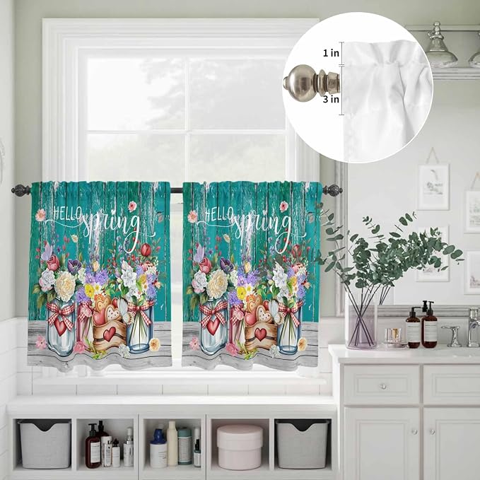 Spring Flowers Kitchen Curtains Set 3 Piece - Image 5