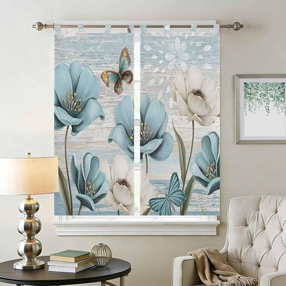 Spring Floral Living Room Curtains 84 Inch Length, Window Curtains Tab Top - Image 2