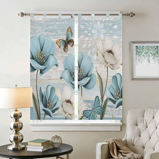 Spring Floral Bedroom Curtains 72 Inch Length, Window Curtains Tab Top - Image 2