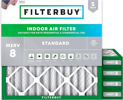 Filterbuy 14x14x2 Air Filter MERV 8 Essential Dust & Allergy Defense, by Filterbuy