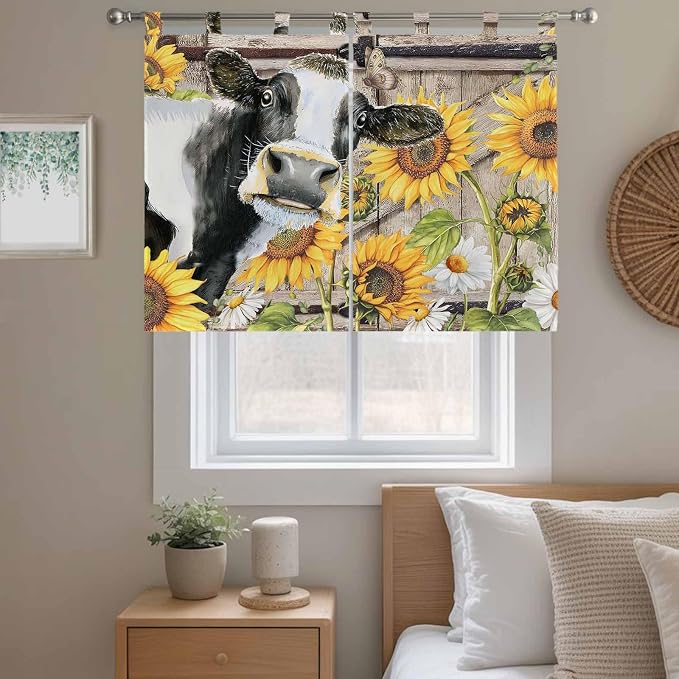 Retro Farmhouse Flower Bedroom Curtains 63 Inch Length, Window Curtains Tab Top - Image 9