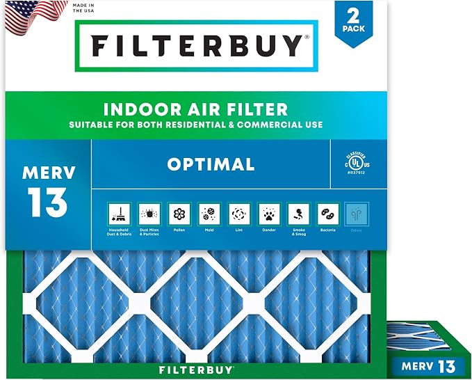 Filterbuy 15x15x1 Air Filter MERV 13 Optimal Smoke & Allergy Defense, by Filterbuy