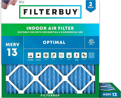 Filterbuy 17x17x1 Air Filter MERV 13 Optimal Smoke & Allergy Defense, by Filterbuy