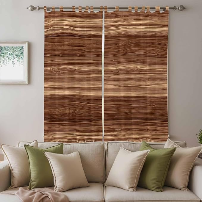 Brown Western Living Room Curtains 96 Inch Length, Window Curtains Tab Top - Image 3
